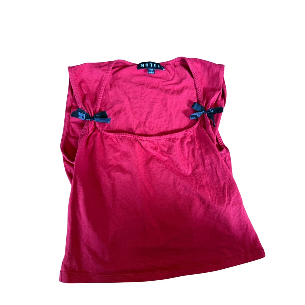 Motel tie bow sleeves red blouse
